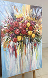 Tiancheng Art, 24x36 inch Modern Flower Art 100% Hand-Painted Oil Painting Bouquet Wall Display Acrylic Canvas Art Living Room Bedroom Kitchen Bathroom Hanging Decorations