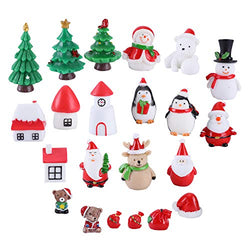 Youthful 22 PCS Christmas Figurines Miniatures Kit, Christmas Micro Landscape Mini Resin Ornaments Set for DIY Fairy Garden Accessories Dollhouse Decoration Desktop Christmas Decoration (#B)