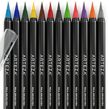 Arteza Real Brush Pens, 12 Paint Markers with Flexible Brush Tips, Professional Watercolor Pens for