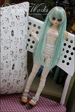 (22~24cm) 1/3 BJD Doll SD Fur Wig Dollfie/Water Green Long Hair with Braids/HT