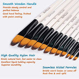 Watercolor Paint Brush Set, 12pcs Filbert Tip Nylon Hair Artist Paintbrushes for Acrylic Watercolor Oil Ink Canvas Painting, Face Body Nail Art, Model, Rock, Shoes & Crafts, Professionals Art Supplies