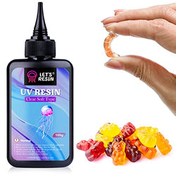 LET'S RESIN UV Resin Soft Type, 100g Elastic&Bendable Crystal Clear Ultraviolet Epoxy Resin, Low Shrinkage UV Resin Kit for Crafts, Jewelry Making, Decoration