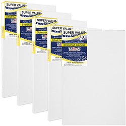 US Art Supply 16 x 20 inch Super Value Quality Acid Free Stretched Canvas 5-Pack - 3/4 Profile