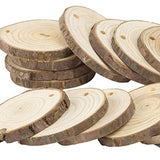 CEWOR 68pcs 1.6"-2" Unfinished Predrilled Natural Wood Slices with Holes Craft Wood and 33Ft Jute