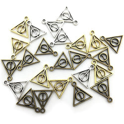 200pcs Mixed Antique Silver Antique Bronze Antique Gold Magic Geometric Triangle Hallows Charms
