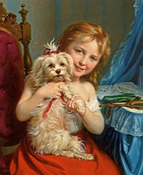 Young Girl with Bichon Frise by Fritz Zuber-Buhler - 20" x 25" Premium Canvas Print