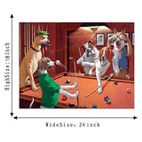 Framed Cute Animals Dog Art Prints Giclee Canvas Posters Paintings Akita dog Pictures Giclee Print Home Decor Wall Hanging Kids Gift Dog Playing Pool Gallery Wrapped Streched Ready to Hang-24"Wx18"H