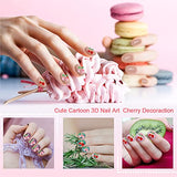 Benuomi 36PCS Nail Charms 3D Cherry Nail Art Charms Rhinestones Cute Shiny Nail Gems Nail Glitter Studs Fruit Nail Slices with Box for Women Girls Nail Decoration Jewelry Making Crafts