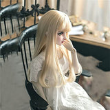 Lllunimon BJD Doll Wig Head Circumference 9.8~11Inch, Soft Synthetic Long Wigs with Full Bangs,Light Gold