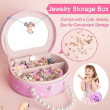 ONECOCOA Jewelry Box with Charm Bracelet Making Kit Girls Gift Toys DIY Crafts Set Jewelry Organizer Storage Case for Girls Age 5-7 6-8 8-12 Year Old Girl Gifts