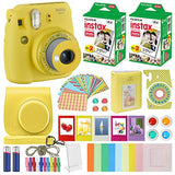 Fujifilm Instax Mini 9 - Instant Camera Clear Yellow with Clear Accents with Carrying Case + Fuji Instax Film Value Pack (40 Sheets) Accessories Bundle, Color Filters, Photo Album, Assorted Frames