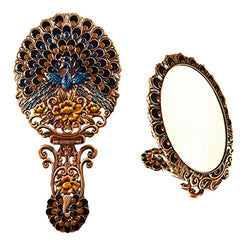 Ivenf Extra Large Size Vintage Oval Make-Up Hand/Table Mirror, Dress Table Decoration, Spreading