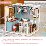 Doll House Miniature Dollhouse Kit DIY Wooden Dollhouse Accessories Plus Dust Proof Cover Model House Assembled Cabin Handcrafts Educational Toys for Kids Teens Adults (M011)