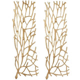 Deco 79 Aluminum Coral Inspired Wall Decor, Set of 2 11" W, 33" H, Gold
