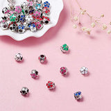 Beadthoven 50pcs Alloy Enamel Flower European Beads with Large Hole Style Dangle Charms Beads for