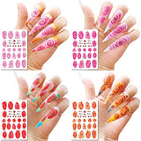 TailaiMei 12 Sheets Flower Nail Art Stickers, Self-Adhesive Colorful Hand Drawn Roses DIY Nail Decals or Nail Salon