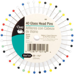 Dritz 40-Piece Glass Head Pins, 1-1/4-Inch