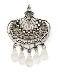 Styled by Tori Spelling (TM) Fan Pendant W/Crystals-Antique Silver 1/Pkg