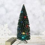 Mini Christmas Bottle Brush Tree with LED Rice Lights - Lighted Green Model Tree for Xmas Decoration Diorama Holiday Village Accessory Crafts Winter Scene Landscape DIY Tabletop Scenes - 9 Inch…