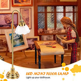 HyDren Miniature Dollhouse Floor Lamp, 1/12 Scale Miniature Furniture LED Light Furniture Dollhouse Accessories, Battery Operated Dollhouse Lights for Dollhouse Decoration (2 Pcs), Gold