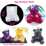 EuTengHao 132Pcs Animal Silicone Molds DIY Resin Casting Molds Kit Contains 4 Bears Resin Molds Rabbit Cat Paw Mold Necklace Pendant Resin Molds Time Gem Eiffel Tower Jewelry Crystal Resin Mold