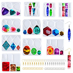 11Pcs Resin Molds Jewelry, BABORUI Earrings Silicone Molds for Epoxy Resin, DIY Jewelry Resin Casting Molds for Pendant, Earrings, Necklace, Keychains