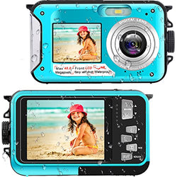 Waterproof Camera Underwater Cameras for Snorkeling Full HD 2.7K 48MP Video Recorder Selfie Dual Screens 10FT 16X Digital Zoom Waterproof Digital Camera