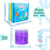 Soft & Non-Sticky Slime Party Favors Toys for 5-6-7-8 Year Old Girls: Birthday Gifts Fluffy Butter Slime Kit Toy for Kids Girl Boys Age 8-12 Stress Relief DIY Cloud Slimes Making Kits 4*100ml Bottle