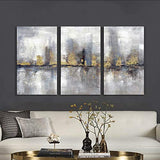 Abstract Canvas Picture Wall Art: Cityscape Artwork Painting on Canvas for Home Decor (20” x 34'' x 3 Panels)