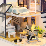 Flever Dollhouse Miniature DIY House Kit Creative Room with Furniture for Romantic Valentine's Gift-Shinning Star
