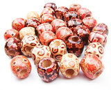 ALL in ONE 100pcs Mixed Painted Drum Barrel Wooden Beads for DIY Project (17x16cm 155gram/100pcs)