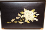 Black Floral Italian inlaid musical jewelry box in elegant matte finish with customizable tune