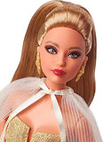 Barbie 2023 Holiday Barbie Doll, Seasonal Collector Gift, Barbie Signature, Golden Gown and Displayable Packaging, Light Brown Hair
