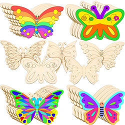 25 Pieces Wooden Butterfly Crafts Unfinished Wooden Butterfly Gap Blank Butterfly Wooden Paint Crafts for Kids Painting, DIY Craft, Tags and Home Decorations, 5 Styles, 4 x 6 Inch
