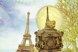 QTMY Musical Snow Globes Ornament Love You Eiffel Tower Music Boxes with Led Light Gift for Kids Girls