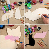 12 Pcs Wooden Cat Cutouts Unfinished Wood Cat Shape Cutouts Blank Wood Cat Lover Pet Animal Door Hanger Natural Wood Cat Ornament Slices for DIY Crafts Home Signs Halloween Party Decor,3 Styles