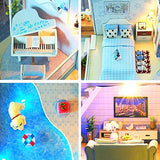 WYD DIY Handmade 1:24 ScaleBlue Mini Doll House Miniature Building Model Creative Toy Furniture Kit LED (Meet You)