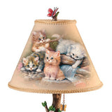 Country Kitties Lamp with Art by Jurgen Scholz! Sculpted Kitties Exploring the Outdoors with