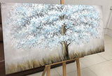 Metuu Canvas Paintings, Texture Palette Knife 3D Flowers Tree Paintings Modern Home Decor Wall Art Painting Colorful Wood Inside Framed Ready to Hang 24x48inch