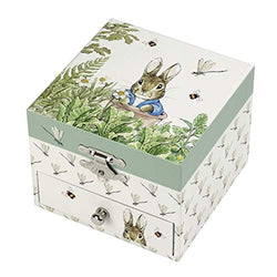 Trousselier Pierre Rabbit Musical Treasure Box/Jewellery Ideal Gift for Children Lullaby Music by Mozart Green