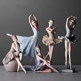 PINK FOREST Ballerina Girl Figurines Ballet Dancer Statue Art Sculpture Figure Resin Home Decoration Desk Ornament, Statuette for Your Desk/Bookshelf/Dinning Table (Grey)