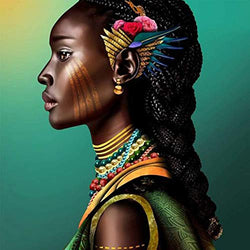 SKRYUIE 5D Full Drill Diamond Painting African Women are Green by Number Kits, Paint with Diamonds Arts Embroidery DIY Craft Set Arts Decorations (12x12inch)