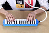 Melodica 32 Key Piano Musical Instrument for Music Lovers Beginners Gift with Carrying Bag Piano Sticker and Cleaning Cloth (Blue)