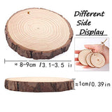 Natural Wood Slices with Holes Craft Wood 25pcs 3.1"-3.5" Craft Wood kit Unfinished Predrilled with Hole Wooden Circles for Arts and Crafts Christmas Ornaments DIY Crafts and Jute Twine