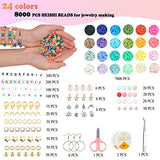 Anihee 8000pcs Clay Beads 2 Boxes Bracelet Making Kit, 24 Colors Polymer Clay Beads for Jewelry Making, DIY Bracelets Necklace Earrings Jewelry Making Kit, Crafts Gift Set for Girls Adults