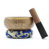 Dhyana House Tibetan Meditation Singing Bowl Set With Mallet,Ring Slik Cushion and Large Travel Box for Yoga, Healing, Reiki, Zen, Relaxation, Chakra and Music Handmade in Nepal (5 Inch, Blue)