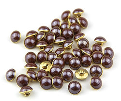 RayLineDo 25Pcs Pearl Coffee Half Resin Dome Cap Copper Base Crafting Sewing DIY Buttons-13mm