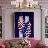 Full Square Drill Diamond Painting Twin Towers Kits for Adults 5D DIY Shiny Rhinestone Dotz Paint with Diamonds American Flag Cross Stitch Embroidery for Home Decor Gift 30X40CM (Full Square Drill)