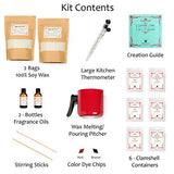 Soy Melts/Tarts Making Kit – Complete DIY Set Creates 6 Delightfully Scented Melts by Essential Reserve with Patchouli/Indian Sandalwood Fragrances (w/Red Pitcher)