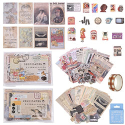 450 PCS Vintage DIY Scrapbooking Stickers Supplies 1 Rolls Stickers Decorative Nature Retro Collection, Paper Stickers for Art Craft Bullet Journals Making Laptop Album